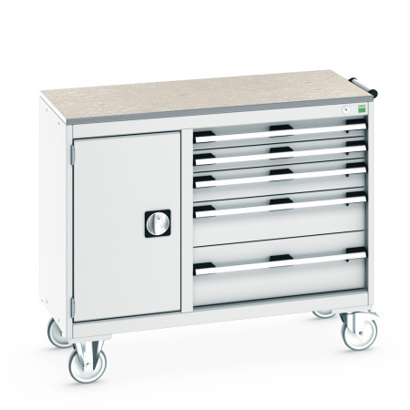 41006014 - Desserte de Maintenance CUBIO Lino - Compartiment a Porte + 5 Tiroirs - LxPxH: 1050x525x890mm - Gris Clair RAL 7035 41006014 - Desserte de Maintenance CUBIO Lino - Compartiment a Porte + 5 Tiroirs - LxPxH: 1050x525x890mm - Gris Clair RAL 7035