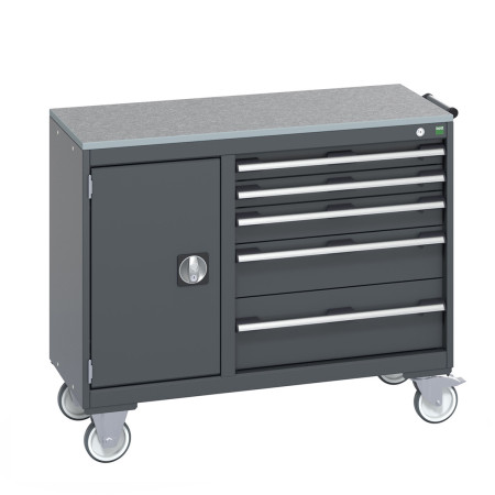 41006014 - Desserte de Maintenance CUBIO Lino - Compartiment a Porte + 5 Tiroirs - LxPxH: 1050x525x890mm - Full Gris Anthracite RAL 7016 41006014 - Desserte de Maintenance CUBIO Lino - Compartiment a Porte + 5 Tiroirs - LxPxH: 1050x525x890mm - Full Gris Anthracite RAL 7016