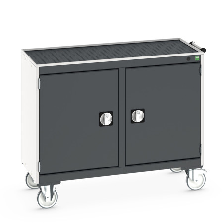 41006003 - Desserte de Maintenance CUBIO 4 Rebords - 2 Compartiments a Porte - LxPxH: 1050x525x885mm - Gris Anthracite RAL 7016 41006003 - Desserte de Maintenance CUBIO 4 Rebords - 2 Compartiments a Porte - LxPxH: 1050x525x885mm - Gris Anthracite RAL 7016