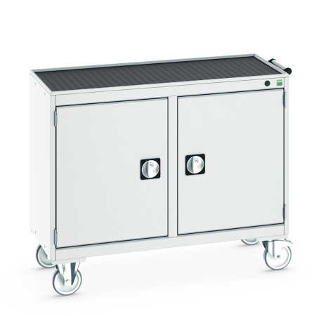41006003 - Desserte de Maintenance CUBIO 4 Rebords - 2 Compartiments a Porte - LxPxH: 1050x525x885mm - Gris Clair RAL 7035 41006003 - Desserte de Maintenance CUBIO 4 Rebords - 2 Compartiments a Porte - LxPxH: 1050x525x885mm - Gris Clair RAL 7035