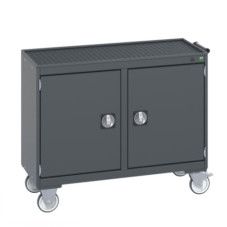 41006003 - Desserte de Maintenance CUBIO 4 Rebords - 2 Compartiments a Porte - LxPxH: 1050x525x885mm - Full Gris Anthracite RAL 7016 41006003 - Desserte de Maintenance CUBIO 4 Rebords - 2 Compartiments a Porte - LxPxH: 1050x525x885mm - Full Gris Anthracite RAL 7016