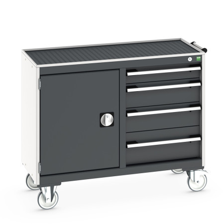 41006006 - Desserte de Maintenance CUBIO 4 Rebords - Compartiment a Porte + 4 Tiroirs - LxPxH: 1050x525x885mm - Gris Anthracite RAL 7016 41006006 - Desserte de Maintenance CUBIO 4 Rebords - Compartiment a Porte + 4 Tiroirs - LxPxH: 1050x525x885mm - Gris Anthracite RAL 7016