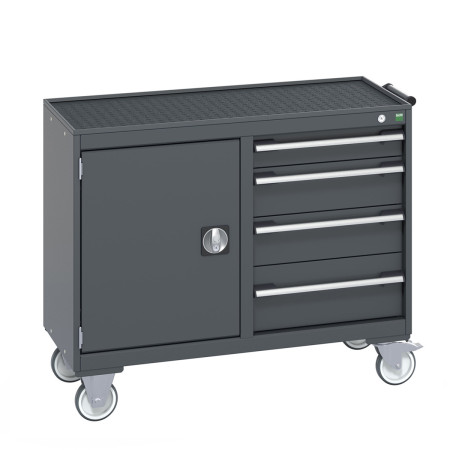 41006006 - Desserte de Maintenance CUBIO 4 Rebords - Compartiment a Porte + 4 Tiroirs - LxPxH: 1050x525x885mm - Full Gris Anthracite RAL 7016 41006006 - Desserte de Maintenance CUBIO 4 Rebords - Compartiment a Porte + 4 Tiroirs - LxPxH: 1050x525x885mm - Full Gris Anthracite RAL 7016