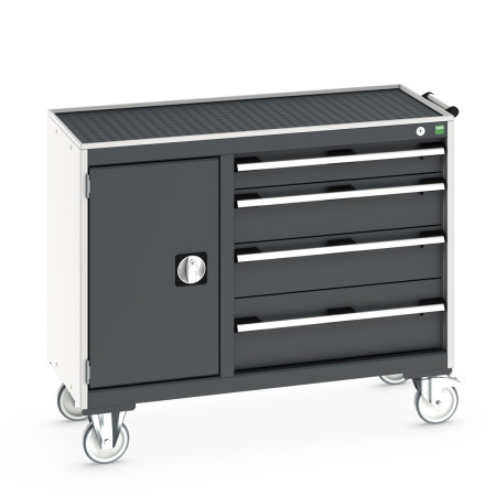 41006012 - Desserte de Maintenance CUBIO 4 Rebords - Compartiment a Porte + 4 Tiroirs - LxPxH: 1050x525x885mm - Gris Anthracite RAL 7016 41006012 - Desserte de Maintenance CUBIO 4 Rebords - Compartiment a Porte + 4 Tiroirs - LxPxH: 1050x525x885mm - Gris Anthracite RAL 7016