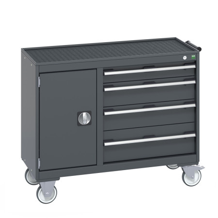 41006012 - Desserte de Maintenance CUBIO 4 Rebords - Compartiment a Porte + 4 Tiroirs - LxPxH: 1050x525x885mm - Full Gris Anthracite RAL 7016 41006012 - Desserte de Maintenance CUBIO 4 Rebords - Compartiment a Porte + 4 Tiroirs - LxPxH: 1050x525x885mm - Full Gris Anthracite RAL 7016