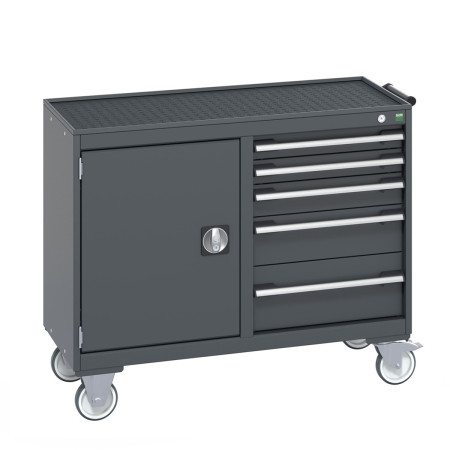 41006009 - Desserte de Maintenance CUBIO 4 Rebords - Compartiment a Porte + 5 Tiroirs - LxPxH: 1050x525x885mm - Full Gris Anthracite RAL 7016 41006009 - Desserte de Maintenance CUBIO 4 Rebords - Compartiment a Porte + 5 Tiroirs - LxPxH: 1050x525x885mm - Full Gris Anthracite RAL 7016