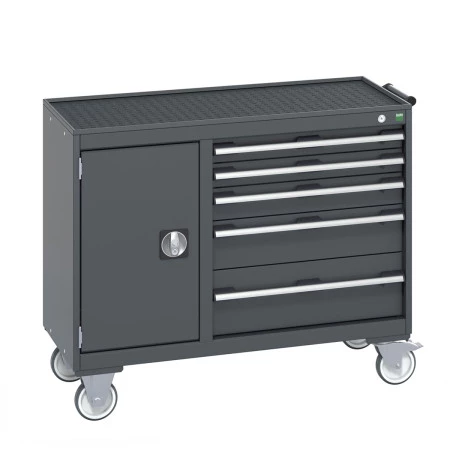 41006015 - Desserte de Maintenance CUBIO 4 Rebords - Compartiment a Porte + 5 Tiroirs - LxPxH: 1050x525x885mm - Full Gris Anthracite RAL 7016 41006015 - Desserte de Maintenance CUBIO 4 Rebords - Compartiment a Porte + 5 Tiroirs - LxPxH: 1050x525x885mm - Full Gris Anthracite RAL 7016