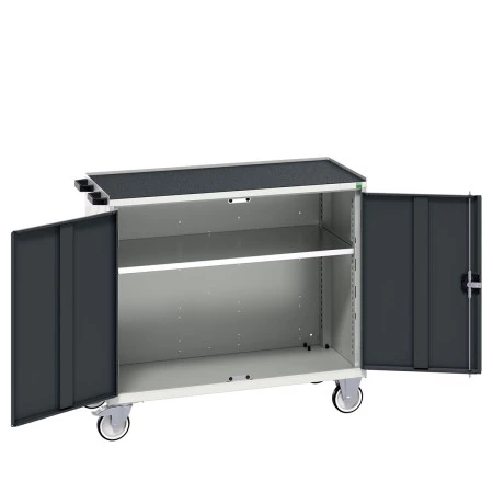 16927064 - VERSO Desserte Maintenance - Avec 1 tablette, portes et dessus 3 rebords - LxPxH: 1050x550x965mm - Gris Anthracite RAL 7016 16927064 - VERSO Desserte Maintenance - Avec 1 tablette, portes et dessus 3 rebords - LxPxH: 1050x550x965mm - Gris Anthracite RAL 7016