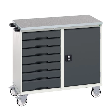16927126 - VERSO Desserte Maintenance - Avec 7 tiroirs, porte et dessus lino - LxPxH: 1050x600x980mm - Gris Anthracite RAL 7016 16927126 - VERSO Desserte Maintenance - Avec 7 tiroirs, porte et dessus lino - LxPxH: 1050x600x980mm - Gris Anthracite RAL 7016