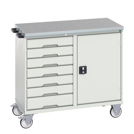 16927126 - VERSO Desserte Maintenance - Avec 7 tiroirs, porte et dessus lino - LxPxH: 1050x600x980mm - Gris Clair RAL 7035 16927126 - VERSO Desserte Maintenance - Avec 7 tiroirs, porte et dessus lino - LxPxH: 1050x600x980mm - Gris Clair RAL 7035