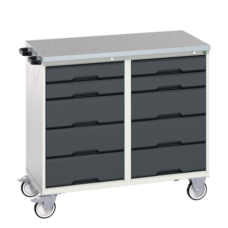 16927100 - VERSO Desserte Maintenance - Avec 10 tiroirs et dessus lino - LxPxH: 1050x600x980mm - Gris Anthracite RAL 7016 16927100 - VERSO Desserte Maintenance - Avec 10 tiroirs et dessus lino - LxPxH: 1050x600x980mm - Gris Anthracite RAL 7016