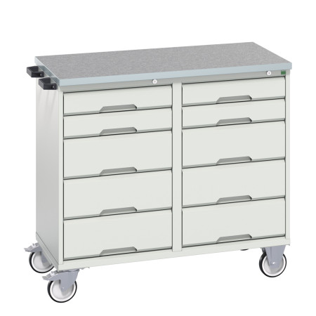 16927100 - VERSO Desserte Maintenance - Avec 10 tiroirs et dessus lino - LxPxH: 1050x600x980mm - Gris Clair RAL 7035 16927100 - VERSO Desserte Maintenance - Avec 10 tiroirs et dessus lino - LxPxH: 1050x600x980mm - Gris Clair RAL 7035