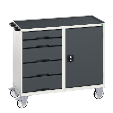 16927122 - VERSO Desserte Maintenance - 5 tiroirs, porte et dessus 3 rebords - LxPxH: 1050x600x965mm - Gris Anthracite RAL 7016 16927122 - VERSO Desserte Maintenance - 5 tiroirs, porte et dessus 3 rebords - LxPxH: 1050x600x965mm - Gris Anthracite RAL 7016