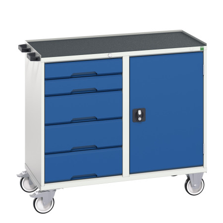 16927122 - VERSO Desserte Maintenance - 5 tiroirs, porte et dessus 3 rebords - LxPxH: 1050x600x965mm - Bleu Gentiane RAL 5010 16927122 - VERSO Desserte Maintenance - 5 tiroirs, porte et dessus 3 rebords - LxPxH: 1050x600x965mm - Bleu Gentiane RAL 5010