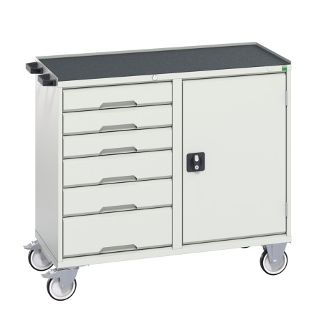 16927125 - VERSO Desserte Maintenance - 6 tiroirs, porte et dessus 3 rebords - LxPxH: 1050x600x965mm - Gris Clair RAL 7035 16927125 - VERSO Desserte Maintenance - 6 tiroirs, porte et dessus 3 rebords - LxPxH: 1050x600x965mm - Gris Clair RAL 7035