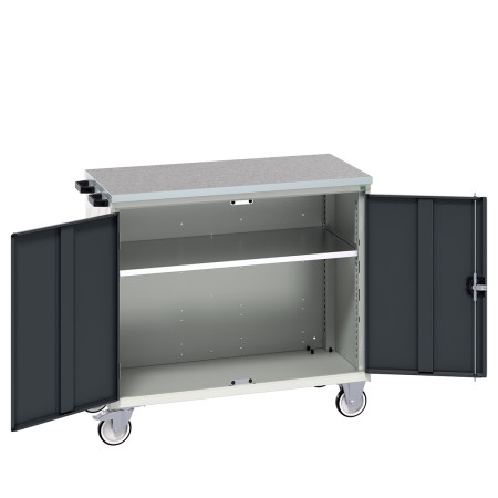 16927062 - VERSO Desserte Maintenance - Avec 1 tablette, portes et dessus lino - LxPxH: 1050x550x980mm - Gris Anthracite RAL 7016 16927062 - VERSO Desserte Maintenance - Avec 1 tablette, portes et dessus lino - LxPxH: 1050x550x980mm - Gris Anthracite RAL 7016