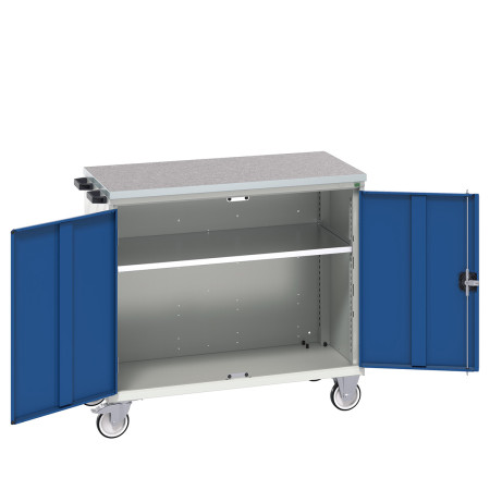 16927062 - VERSO Desserte Maintenance - Avec 1 tablette, portes et dessus lino - LxPxH: 1050x550x980mm - Bleu Gentiane RAL 5010 16927062 - VERSO Desserte Maintenance - Avec 1 tablette, portes et dessus lino - LxPxH: 1050x550x980mm - Bleu Gentiane RAL 5010
