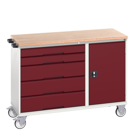16927151 - VERSO Desserte Maintenance - 5 tiroirs, porte et dessus mpx - LxPxH: 1300x600x980mm - Rouge Pourpre RAL 3004 16927151 - VERSO Desserte Maintenance - 5 tiroirs, porte et dessus mpx - LxPxH: 1300x600x980mm - Rouge Pourpre RAL 3004