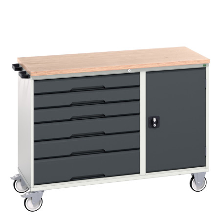 16927154 - VERSO Desserte Maintenance - 6 tiroirs, porte et dessus mpx - LxPxH: 1300x600x980mm - Gris Anthracite RAL 7016 16927154 - VERSO Desserte Maintenance - 6 tiroirs, porte et dessus mpx - LxPxH: 1300x600x980mm - Gris Anthracite RAL 7016