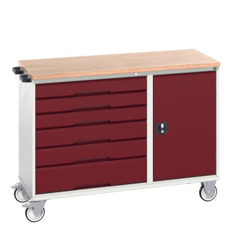 16927154 - VERSO Desserte Maintenance - 6 tiroirs, porte et dessus mpx - LxPxH: 1300x600x980mm - Rouge Pourpre RAL 3004 16927154 - VERSO Desserte Maintenance - 6 tiroirs, porte et dessus mpx - LxPxH: 1300x600x980mm - Rouge Pourpre RAL 3004