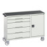 16927152 - VERSO Desserte Maintenance - 5 tiroirs, porte et dessus 3 rebords - LxPxH: 1300x550x965mm - Gris Clair RAL 7035 16927152 - VERSO Desserte Maintenance - 5 tiroirs, porte et dessus 3 rebords - LxPxH: 1300x550x965mm - Gris Clair RAL 7035