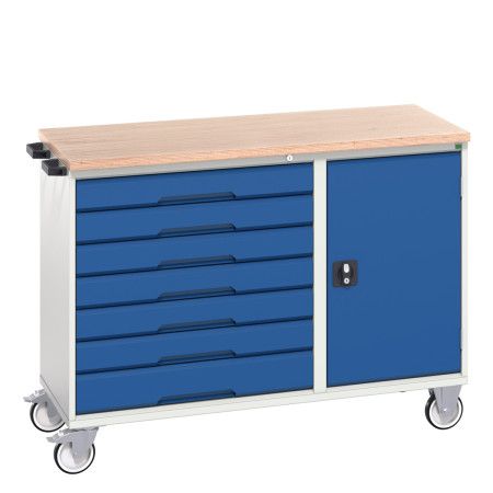 16927157 - VERSO Desserte Maintenance - 7 tiroirs, porte et dessus mpx - LxPxH: 1300x600x980mm - Bleu Gentiane RAL 5010 16927157 - VERSO Desserte Maintenance - 7 tiroirs, porte et dessus mpx - LxPxH: 1300x600x980mm - Bleu Gentiane RAL 5010