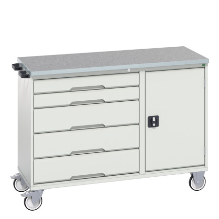 16927150 - VERSO Desserte Maintenance - 5 tiroirs, porte et dessus lino - LxPxH: 1300x600x980mm - Gris Clair RAL 7035 16927150 - VERSO Desserte Maintenance - 5 tiroirs, porte et dessus lino - LxPxH: 1300x600x980mm - Gris Clair RAL 7035