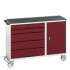 16927152 - VERSO Desserte Maintenance - 5 tiroirs, porte et dessus 3 rebords - LxPxH: 1300x550x965mm - Rouge Pourpre RAL 3004 16927152 - VERSO Desserte Maintenance - 5 tiroirs, porte et dessus 3 rebords - LxPxH: 1300x550x965mm - Rouge Pourpre RAL 3004