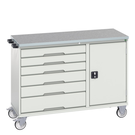 16927153 - VERSO Desserte Maintenance - 6 tiroirs, porte et dessus lino - LxPxH: 1300x600x980mm - Gris Clair RAL 7035 16927153 - VERSO Desserte Maintenance - 6 tiroirs, porte et dessus lino - LxPxH: 1300x600x980mm - Gris Clair RAL 7035