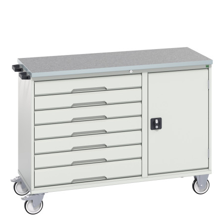 16927156 - VERSO Desserte Maintenance - 7 tiroirs, porte et dessus lino - LxPxH: 1300x600x980mm - Gris Clair RAL 7035 16927156 - VERSO Desserte Maintenance - 7 tiroirs, porte et dessus lino - LxPxH: 1300x600x980mm - Gris Clair RAL 7035