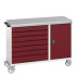 16927156 - VERSO Desserte Maintenance - 7 tiroirs, porte et dessus lino - LxPxH: 1300x600x980mm - Rouge Pourpre RAL 3004 16927156 - VERSO Desserte Maintenance - 7 tiroirs, porte et dessus lino - LxPxH: 1300x600x980mm - Rouge Pourpre RAL 3004