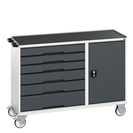 16927155 - VERSO Desserte Maintenance - 6 tiroirs, porte et dessus 3 rebords - LxPxH: 1300x550x965mm - Gris Anthracite RAL 7016 16927155 - VERSO Desserte Maintenance - 6 tiroirs, porte et dessus 3 rebords - LxPxH: 1300x550x965mm - Gris Anthracite RAL 7016