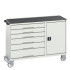 16927155 - VERSO Desserte Maintenance - 6 tiroirs, porte et dessus 3 rebords - LxPxH: 1300x550x965mm - Gris Clair RAL 7035 16927155 - VERSO Desserte Maintenance - 6 tiroirs, porte et dessus 3 rebords - LxPxH: 1300x550x965mm - Gris Clair RAL 7035
