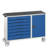 16927158 - VERSO Desserte Maintenance - 7 tiroirs, porte et dessus 3 rebords - LxPxH: 1300x550x965mm - Bleu Gentiane RAL 5010 16927158 - VERSO Desserte Maintenance - 7 tiroirs, porte et dessus 3 rebords - LxPxH: 1300x550x965mm - Bleu Gentiane RAL 5010