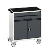 16927011 - VERSO Servante Roulante - Avec 2 tiroirs, portes, dessus 3 rebords - LxPxH: 800x550x965mm - Gris Anthracite RAL 7016 16927011 - VERSO Servante Roulante - Avec 2 tiroirs, portes, dessus 3 rebords - LxPxH: 800x550x965mm - Gris Anthracite RAL 7016