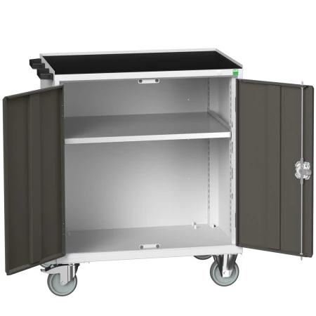 16927014 - Desserte Maintenance VERSO - Avec 1 Tablette, Portes et Dessus 3 rebords - LxPxH: 800x550x965mm - Gris Anthracite RAL 7016 16927014 - Desserte Maintenance VERSO - Avec 1 Tablette, Portes et Dessus 3 rebords - LxPxH: 800x550x965mm - Gris Anthracite RAL 7016