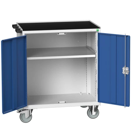 16927014 - Desserte Maintenance VERSO - Avec 1 Tablette, Portes et Dessus 3 rebords - LxPxH: 800x550x965mm - Bleu Gentiane RAL 5010 16927014 - Desserte Maintenance VERSO - Avec 1 Tablette, Portes et Dessus 3 rebords - LxPxH: 800x550x965mm - Bleu Gentiane RAL 5010