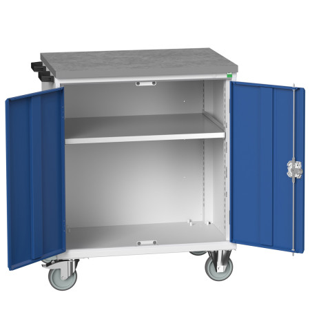 16927012 - Desserte Maintenance VERSO - Avec 1 Tablette, Portes et Dessus Lino - LxPxH: 800x550x980mm - Bleu Gentiane RAL 5010 16927012 - Desserte Maintenance VERSO - Avec 1 Tablette, Portes et Dessus Lino - LxPxH: 800x550x980mm - Bleu Gentiane RAL 5010