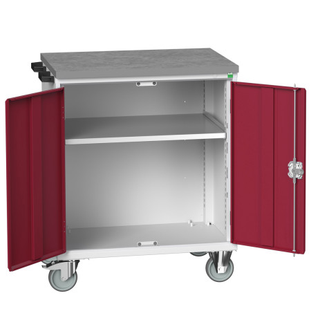16927012 - Desserte Maintenance VERSO - Avec 1 Tablette, Portes et Dessus Lino - LxPxH: 800x550x980mm - Rouge Pourpre RAL 3004 16927012 - Desserte Maintenance VERSO - Avec 1 Tablette, Portes et Dessus Lino - LxPxH: 800x550x980mm - Rouge Pourpre RAL 3004