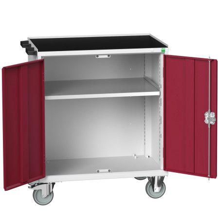 16927014 - Desserte Maintenance VERSO - Avec 1 Tablette, Portes et Dessus 3 rebords - LxPxH: 800x550x965mm - Rouge Pourpre RAL 3004 16927014 - Desserte Maintenance VERSO - Avec 1 Tablette, Portes et Dessus 3 rebords - LxPxH: 800x550x965mm - Rouge Pourpre RAL 3004