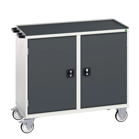 16927142 - VERSO Desserte Maintenance - Avec double porte et dessus 3 rebords - LxPxH: 1050x600x965mm - Gris Anthracite RAL 7016