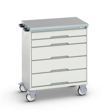 Servante Roulante Plateau Lino - 5 Tiroirs - Lxpxh 800 x 550 x 980 mm - Gris Clair RAL 7035 Servante Roulante Plateau Lino - 5 Tiroirs - Lxpxh 800 x 550 x 980 mm - Gris Clair RAL 7035