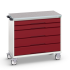 Servante Roulante Plateau Lino - 5 Tiroirs - Lxpxh 1050 x 550 x 980 mm - Rouge Pourpre RAL 3004 Servante Roulante Plateau Lino - 5 Tiroirs - Lxpxh 1050 x 550 x 980 mm - Rouge Pourpre RAL 3004