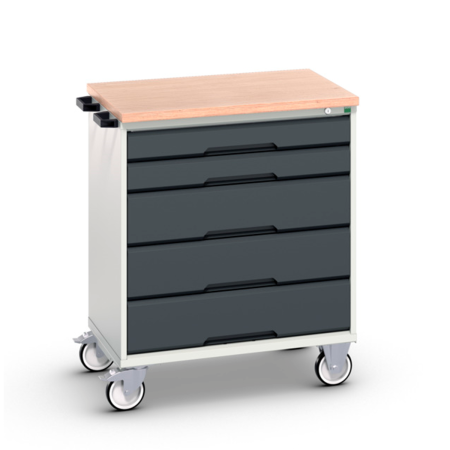 Servante Roulante Plateau Multiplis Hêtre - 5 Tiroirs - Lxpxh 800 x 550 x 980 mm - Gris Anthracite RAL 7016 Servante Roulante Plateau Multiplis Hêtre - 5 Tiroirs - Lxpxh 800 x 550 x 980 mm - Gris Anthracite RAL 7016