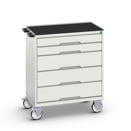 Servante Roulante avec dessus Tapis et 3 Rebords - 5 Tiroirs - Lxpxh 800 x 550 x 965 mm - Gris Clair RAL 7035 Servante Roulante avec dessus Tapis et 3 Rebords - 5 Tiroirs - Lxpxh 800 x 550 x 965 mm - Gris Clair RAL 7035