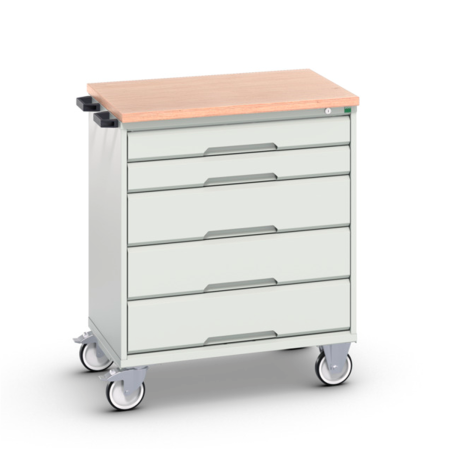 Servante Roulante Plateau Multiplis Hêtre - 5 Tiroirs - Lxpxh 800 x 550 x 980 mm - Gris Clair RAL 7035 Servante Roulante Plateau Multiplis Hêtre - 5 Tiroirs - Lxpxh 800 x 550 x 980 mm - Gris Clair RAL 7035