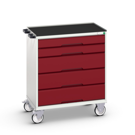 Servante Roulante avec dessus Tapis et 3 Rebords - 5 Tiroirs - Lxpxh 800 x 550 x 965 mm - Rouge Pourpre RAL 3004 Servante Roulante avec dessus Tapis et 3 Rebords - 5 Tiroirs - Lxpxh 800 x 550 x 965 mm - Rouge Pourpre RAL 3004