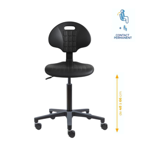 Chaise atelier ergonomique sur roulettes Chaise atelier ergonomique sur roulettes