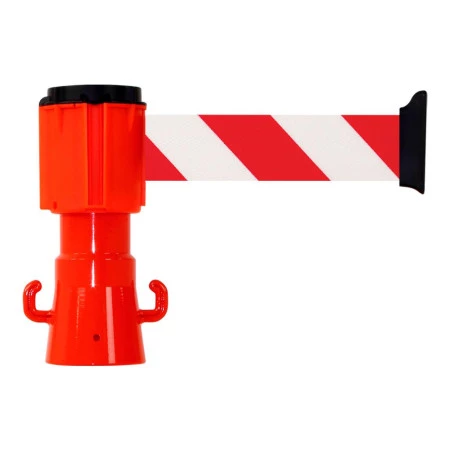 Dérouleur de sangle Rouge/Blanc pour cônes - Novap. Dérouleur de sangle Rouge/Blanc pour cônes - Novap.