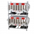 Rack de stockage avec 15 barrières de protection blanches Rack de stockage avec 15 barrières de protection blanches
